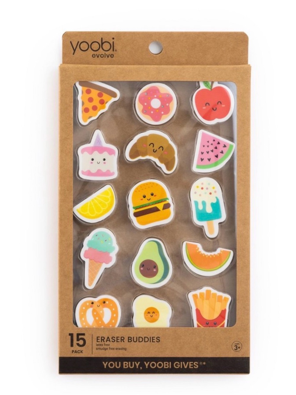 Yoobi Multicolor Food & Fruit Eraser Buddies Pack